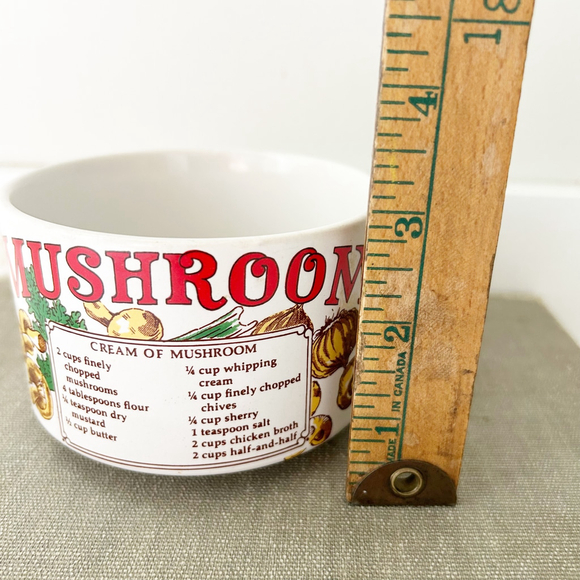 Vintage Mid-Century White Mushroom Recipe Soup Mug 70’s - Picture 2 of 6